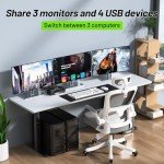 KVM Switch 3 Monitors 3 Computer 4 USB 3.0 Ports for USB Devices