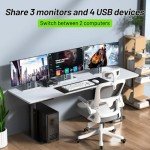KVM Switch 3 Monitors 3 Computer 4 USB 3.0 Ports for USB Devices