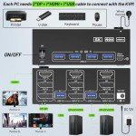 KVM Switch 3 Monitors 3 Computer 4 USB 3.0 Ports for USB Devices