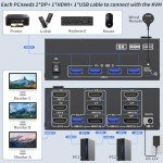 KVM Switch 3 Monitors 3 Computer 4 USB 3.0 Ports for USB Devices