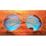 XXL Halo Double Wire Oversized Big Round ROXANNE Bohemian Coachella Sunglasses Color Gold Turquoise Mirror