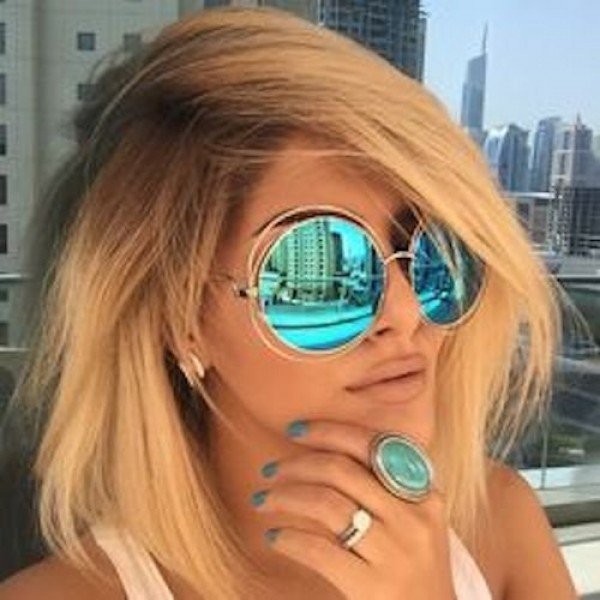 XXL Halo Double Wire Oversized Big Round ROXANNE Bohemian Coachella Sunglasses Color Gold Turquoise Mirror