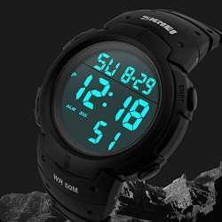 Men's Digital Sports Watch LED Screen Large Face Military Watches and Waterproof Casual Luminous Stopwatch