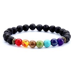1 pcs Fashion Style 7 Chakra Healing Beaded Bracelet Natural Lava Stone Diffuser Bracelet Jewelry armbanden voor vrouwen