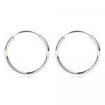 14k White Gold Endless Hoop Earrings 10-20mm