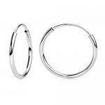 14k White Gold Endless Hoop Earrings 10-20mm