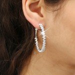 17KM Brand New Design Fashion Charm Austrian crystal hoop earrings Geometric Round  Shiny rhinestone big earring jewelry women 
