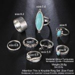 17KM Vintage Big Stone Midi Ring Set For Women Boho Antique Silver Color Heart Flower Knuckle Rings Boho Jewelry Anillos Gift 