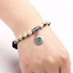 17mile Buddhism Faith Lotus Charm Bracelet Natural Stone Totem Yoga Gemstone Prayer Bracelet for Unisex