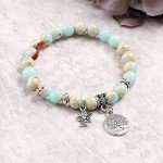 17mile Buddhism Faith Lotus Charm Bracelet Natural Stone Totem Yoga Gemstone Prayer Bracelet for Unisex