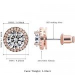 18K Rose Gold-Plated Cluster Round Cut Stud Earrings (1.66cttw)