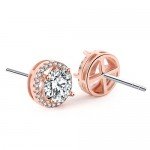 18K Rose Gold-Plated Cluster Round Cut Stud Earrings (1.66cttw)