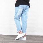 2017  Ripped Jeans women cotton harem  plus size Ankle-Length denim pant 5XL