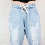 2017  Ripped Jeans women cotton harem  plus size Ankle-Length denim pant 5XL