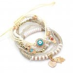 2017 New 6 pcs/set Bohemian Charm Bracelet Hamsa Hand Evil Eye Bracelets For Women Jewelry Boho Bangles