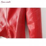 2018 Fall RED/Black Leather Jacket Women Faux Leather Coats For Women chaqueta Blazer Jack leren jas blouson cuir femme