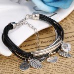 2018 Fashion Silver Charm Leaves Tibetant Silver Multilayer Bracelets For Women Pulseiras Pendant Handmade Bracelets & Bangles