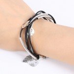 2018 Fashion Silver Charm Leaves Tibetant Silver Multilayer Bracelets For Women Pulseiras Pendant Handmade Bracelets & Bangles