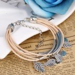 2018 Fashion Silver Charm Leaves Tibetant Silver Multilayer Bracelets For Women Pulseiras Pendant Handmade Bracelets & Bangles