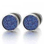 2pcs 6-12MM White Circle Stud Earrings Men Women, Steel Cheater Fake Ear Plugs Gauges Illusion Tunnel