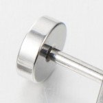 2pcs 6-12MM White Circle Stud Earrings Men Women, Steel Cheater Fake Ear Plugs Gauges Illusion Tunnel
