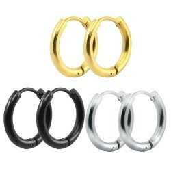 316L Surgical Stainless Steel Hoop Earrings Mens Womens Small Huggie Hoop Earrings(3 Pairs)