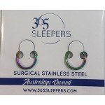 365 Sleepers 1 Pair Stainless Steel 1/4" (6mm) TINY 16G Hinged Segment Ring Silver Black Rose Yellow Rainbow Blue Hoop Sleeper Earrings Body Piercing