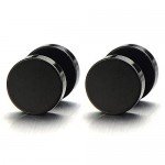 5MM-16MM Black Screw Stud Earrings for Men Women Steel Cheater Fake Ear Plugs Gauges Illusion Tunnel