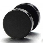 5MM-16MM Black Screw Stud Earrings for Men Women Steel Cheater Fake Ear Plugs Gauges Illusion Tunnel