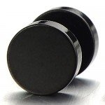 5MM-16MM Black Screw Stud Earrings for Men Women Steel Cheater Fake Ear Plugs Gauges Illusion Tunnel
