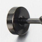 5MM-16MM Black Screw Stud Earrings for Men Women Steel Cheater Fake Ear Plugs Gauges Illusion Tunnel