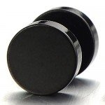 5MM-16MM Black Screw Stud Earrings for Men Women Steel Cheater Fake Ear Plugs Gauges Illusion Tunnel
