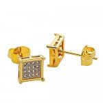 7-9.5MM, BALA Men Earring Square Stud Big Diamond Black Silver Gold Blue Hypoallergenic Bling Hip Hop Studs Unisex Earrings for Sensitive Ears