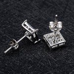 7-9.5MM, BALA Men Earring Square Stud Big Diamond Black Silver Gold Blue Hypoallergenic Bling Hip Hop Studs Unisex Earrings for Sensitive Ears