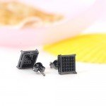 7-9.5MM, BALA Men Earring Square Stud Big Diamond Black Silver Gold Blue Hypoallergenic Bling Hip Hop Studs Unisex Earrings for Sensitive Ears