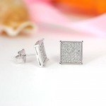 7-9.5MM, BALA Men Earring Square Stud Big Diamond Black Silver Gold Blue Hypoallergenic Bling Hip Hop Studs Unisex Earrings for Sensitive Ears