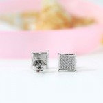7-9.5MM, BALA Men Earring Square Stud Big Diamond Black Silver Gold Blue Hypoallergenic Bling Hip Hop Studs Unisex Earrings for Sensitive Ears