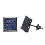7-9.5MM, BALA Men Earring Square Stud Big Diamond Black Silver Gold Blue Hypoallergenic Bling Hip Hop Studs Unisex Earrings for Sensitive Ears