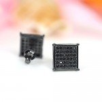 7-9.5MM, BALA Men Earring Square Stud Big Diamond Black Silver Gold Blue Hypoallergenic Bling Hip Hop Studs Unisex Earrings for Sensitive Ears