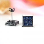 7-9.5MM, BALA Men Earring Square Stud Big Diamond Black Silver Gold Blue Hypoallergenic Bling Hip Hop Studs Unisex Earrings for Sensitive Ears