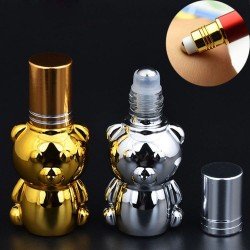 8ml Lovely Bear Shape Essential Oils Perfume Bottle Roller on Glass Bottle Mini Fashion Cute Empty Refillable Bottles Gift