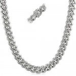 925 Sterling Silver With Yellow Gold or Rhodium Plating Mens 9.0MM Miami Cuban Curb Chain Necklace-Made in Italy
