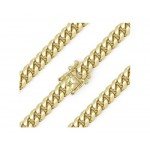 925 Sterling Silver With Yellow Gold or Rhodium Plating Mens 9.0MM Miami Cuban Curb Chain Necklace-Made in Italy