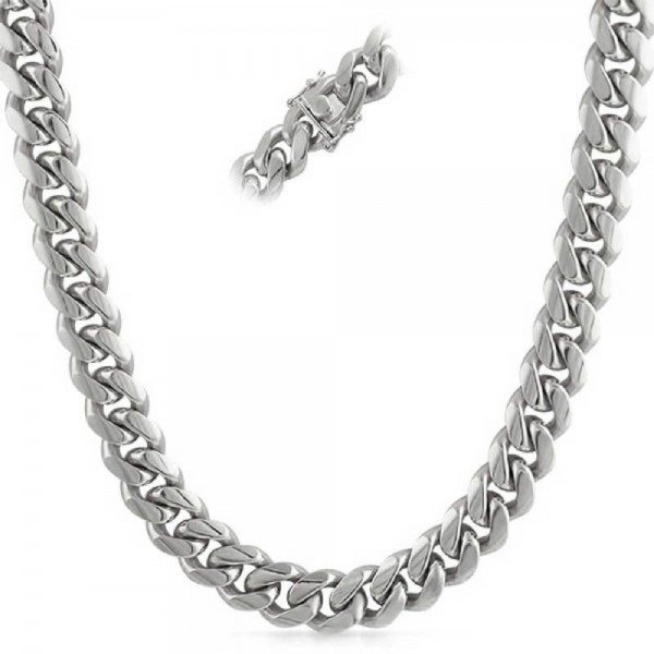925 Sterling Silver With Yellow Gold or Rhodium Plating Mens 9.0MM Miami Cuban Curb Chain Necklace-Made in Italy