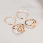 AILEND 2018 New 4pcs/Set Unique Ring Set Punk style Gold Color Knuckle Rings for women midi Finger Knuckle rings Ring Set