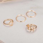 AILEND 2018 New 4pcs/Set Unique Ring Set Punk style Gold Color Knuckle Rings for women midi Finger Knuckle rings Ring Set