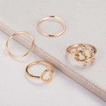 AILEND 2018 New 4pcs/Set Unique Ring Set Punk style Gold Color Knuckle Rings for women midi Finger Knuckle rings Ring Set