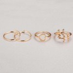 AILEND 2018 New 4pcs/Set Unique Ring Set Punk style Gold Color Knuckle Rings for women midi Finger Knuckle rings Ring Set
