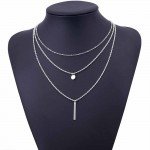 ALIUTOM 2017 Women's Fashion Jewelry Colar 1pc European Simple Gold Silver Plated Multi Layers Bar Coin Necklace Clavicle Chains