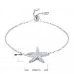 ANFASNI New Silver Color Starfish Bracelet & Bangle Adjustable Pulseras Mujer Charm Bracelet For Women Bridal Wedding Jewelry